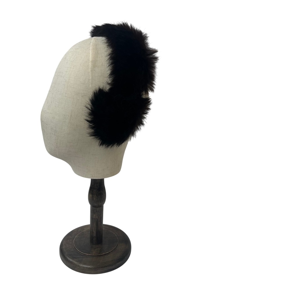 Vintage Dark Brown Real Fur Headband Winter Ear Warmer Elasticized One Size